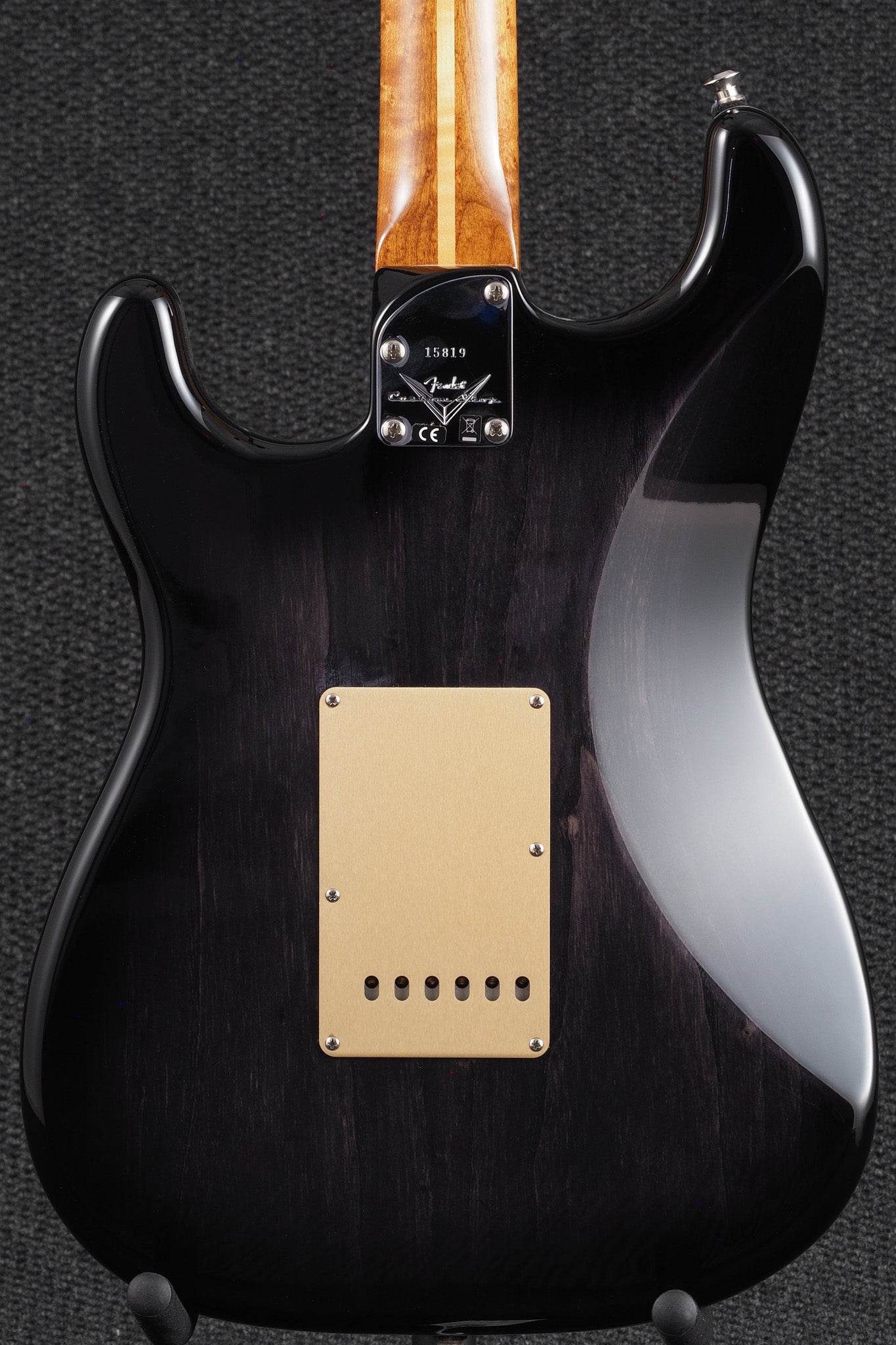 Stratocaster with Roasted Curly Maple neck, NOS Aged - Transparent Black